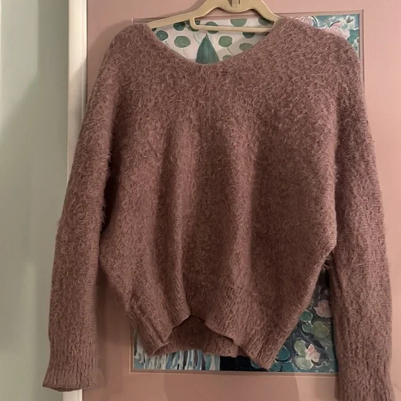 Purple Fuzzy V neck Sweater - Picture 5 of 5